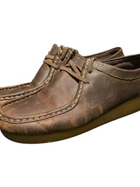 Clarks Wallabee Beeswax Brown Leather Chukka Boots Lace Shoes Women’s Size 7.5M